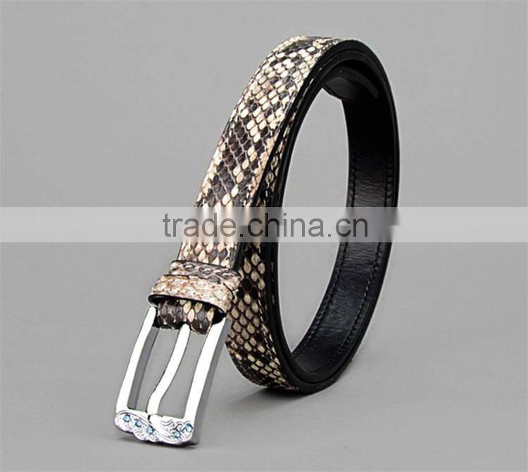 Jranter Colorful Genuine Python Leather Women Belt Stainless Steel Buckle