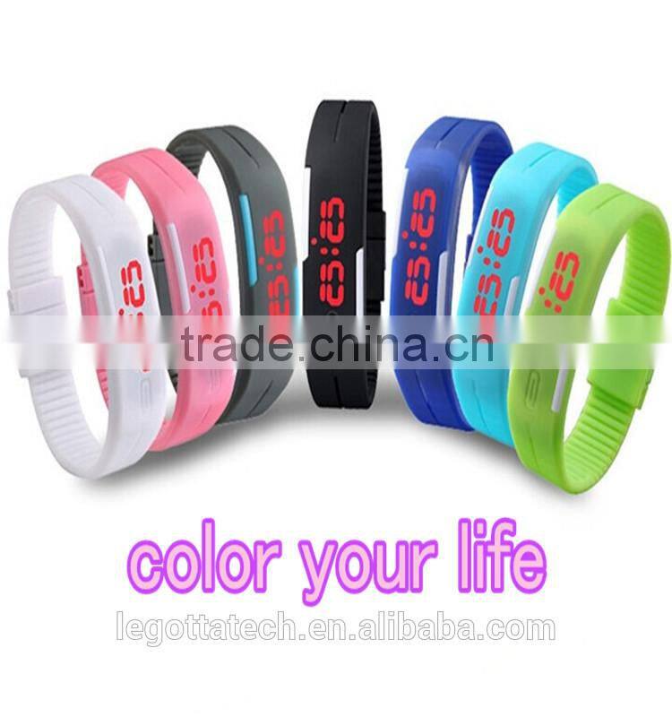Cheap price wholesale colourful fashional led geneva silicone watch