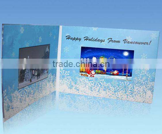 Hot 7 inch lcd video box greeting card business booklet with rechargeable battery for christmas gifts