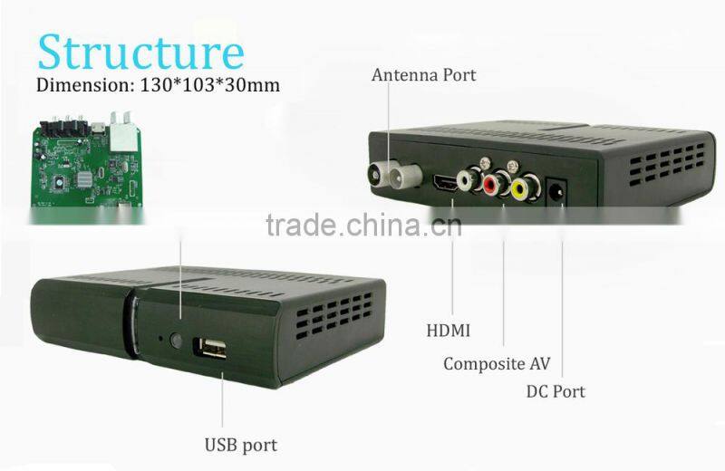 Mini Smart Design DVB-T2 Digital Terrestrial TV Receiver MPEG4 H.264 Decoder with Multi-language