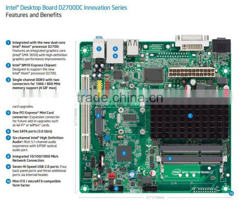 Intel Desktop Board D2700DC Atom Dual Core / Intel NM10/ DDR3/ Mini ITX Motherboard