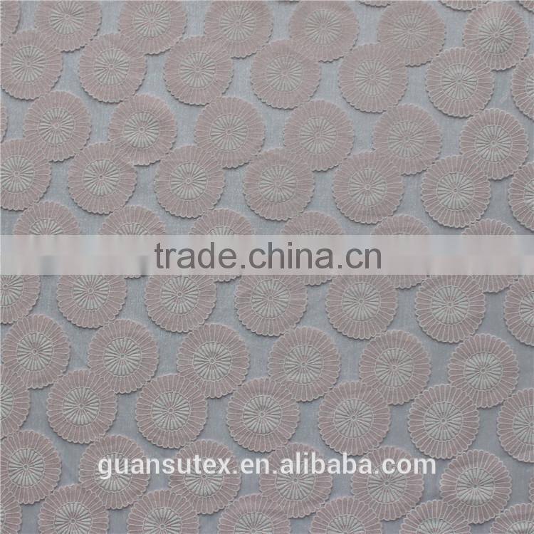 fancy george french burn out lace fabric/ polyester & cotton lace fabric for lady's suits