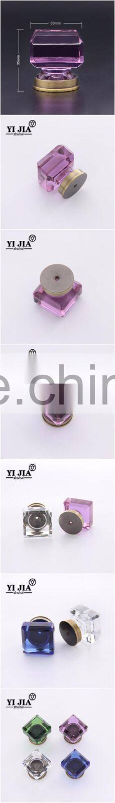 Amethyst Antique Brass Interior Drawer Glass Knob with Metal Base