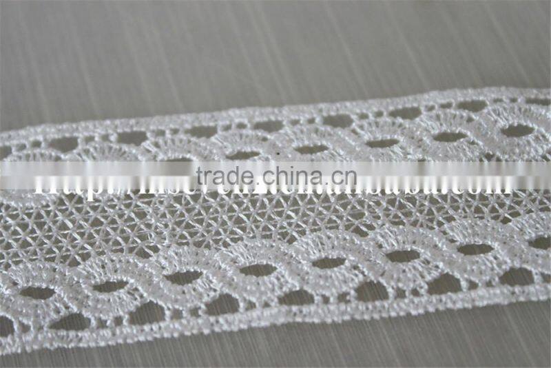 factory wholesale high quality white 3cm polyester yarn lace for sale