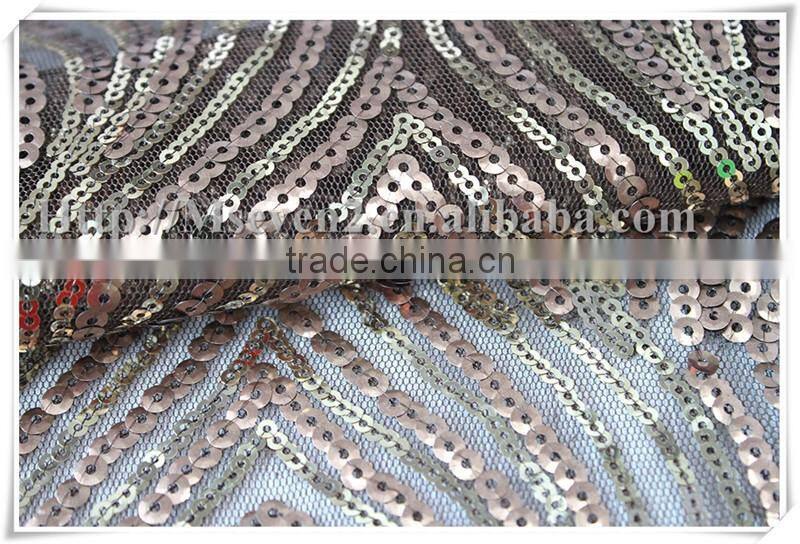 Antique gold Fancy Pretty glitter sequins embroidery sequin fabric for dress
