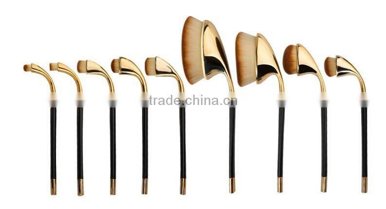 Silver / Gold New Arrival Hot Sale 9pcs Golf Brushes Oval Makeup Brush