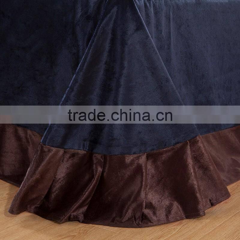 Flannel Fleece Winter Thick Duvet cover sets Coffee Full Queen King size 4pcs Warm Bedding set bedclothes Bedsheet/Bed linen