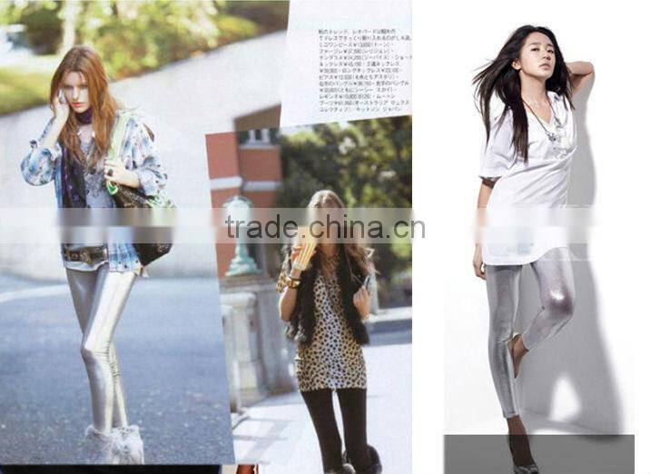 Wholesale Fashion Young Girls Hot Sexy Stretch Leggings Pants Tights Gold Silver Black Blue