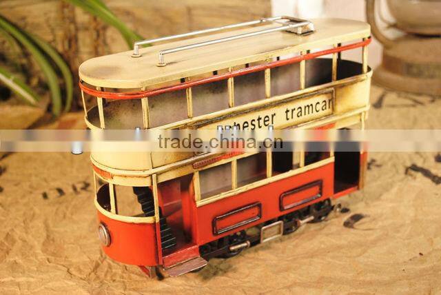 Antique metal handicraft bus model with paint