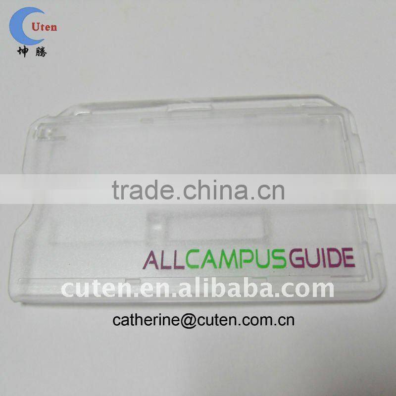 Clear Rigid Plastic Card Holder with Stainless Key Ring