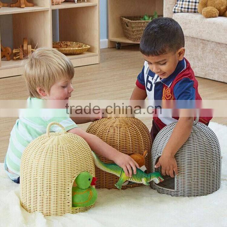 Eco-friendly resin wicker woven toy storage basket baby gift baskets