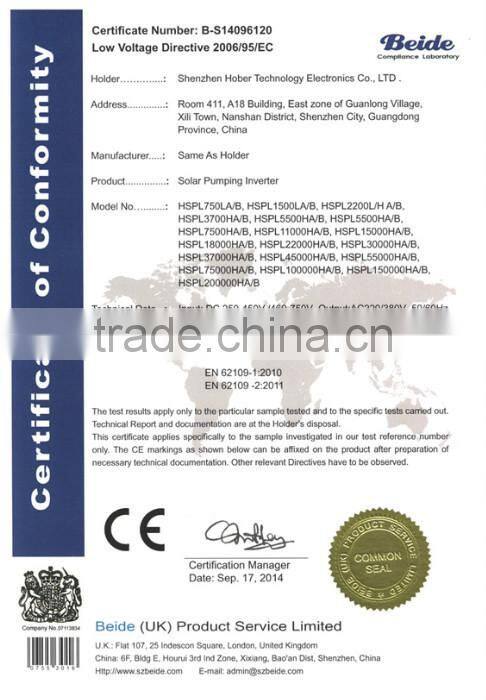 1500W automatic switching solar pump inverter for irrigation with MPPT and IP65