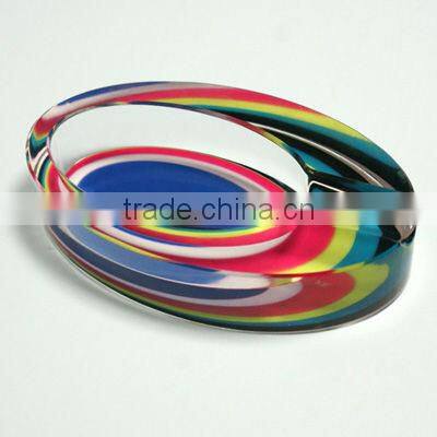 colourful sticker oval crystal ashtray