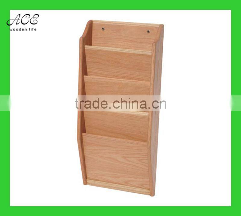Wooden wall magazine rack
