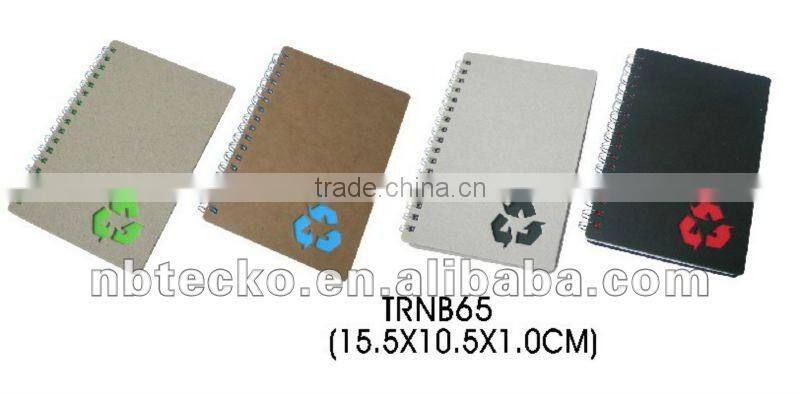 Recycled spiral paper notepad with recycled paper pen