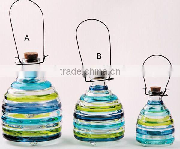 Hanging and Colored Glass bee catcher / wasp trap