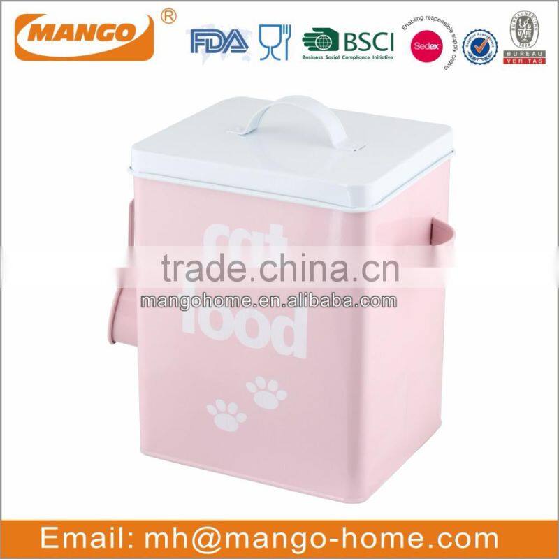 Pinky Powder Coating Steel Cat Food Container