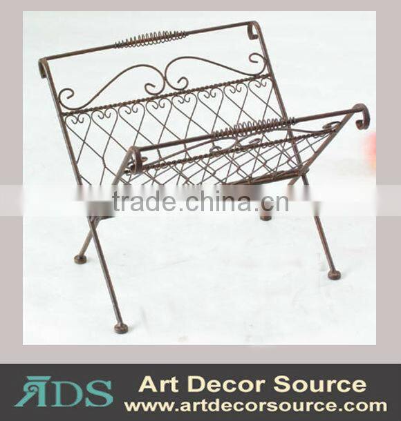 rustic metal wire wall mounted book rack