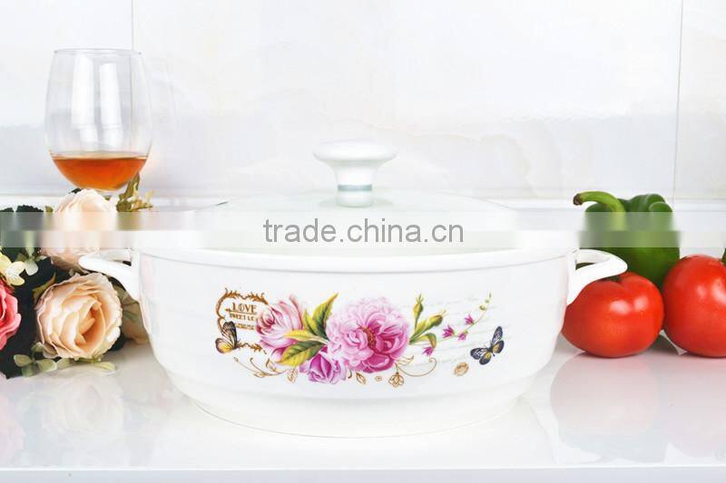10" porcelain pot suitable for microwave oven with glass lid