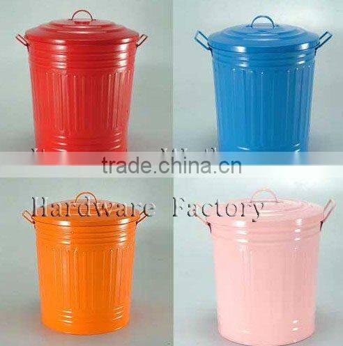 Enamel Antirust Garbage Can Metal Storage Container Trash Bin