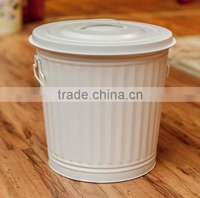 Galvanized Iron Compost Bin Trash Bin Laundry Bin Flower Planter With Handle and Lid
