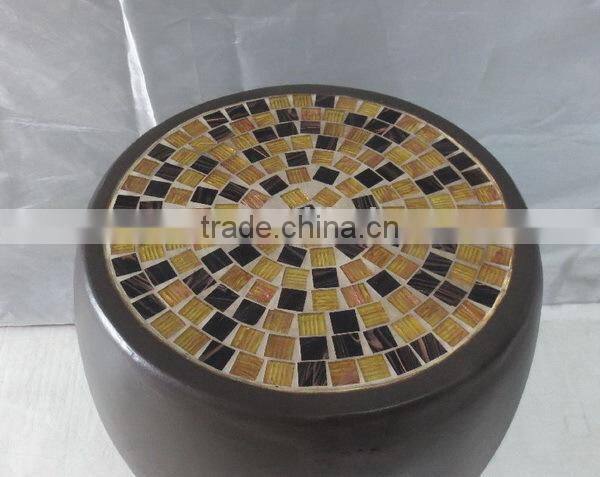 Fiberglass clay mosaic drum stool