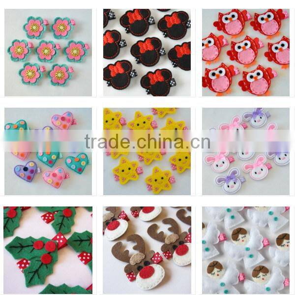 2017 new fashion hot cheap craft wholesale handmade felt decorative headbands fabric flower garment accessories for hat and cap