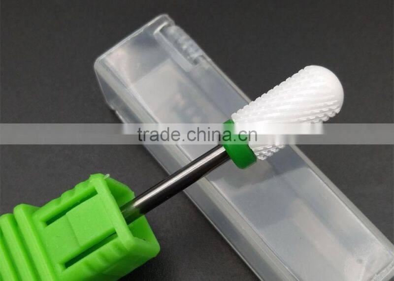 Polishing Drill Barrel Ball Total Length 40MM Head Blade Diameter 13MM White Ceramic Burr for Nail
