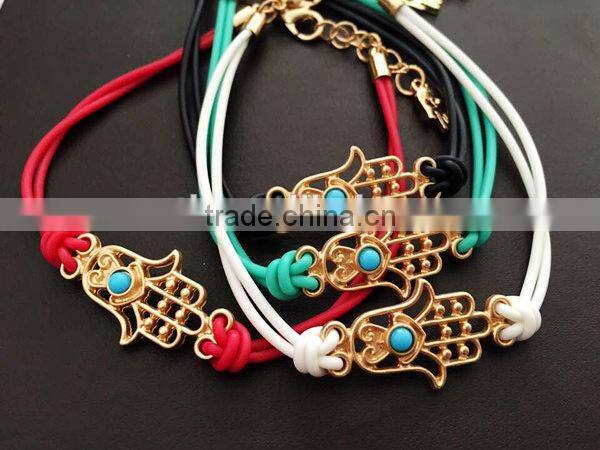 gold hamsa hand rubber bracelet