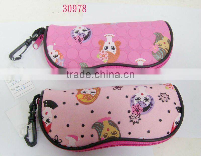 Flower Printed Neoprene Glasses Case/Zipper Gift Pencil Bag
