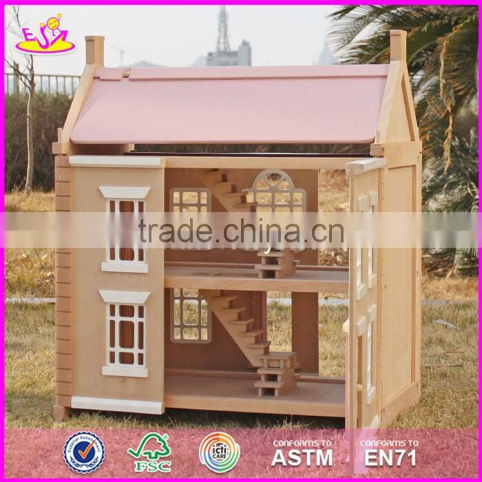 2017 New design lovely wooden girls dollhouse for sale W06A237