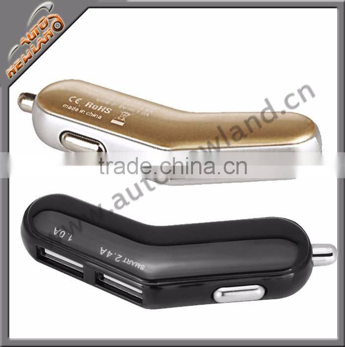 Aluminium Alloy auto phone charger With high brightness LED