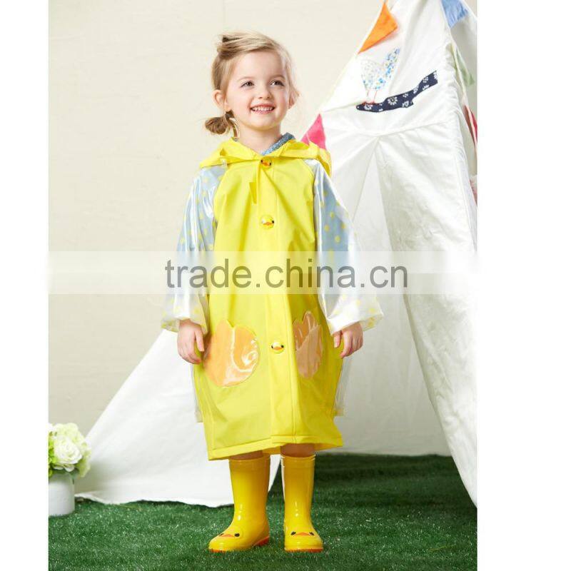PVC rain coats for kids cute animals hotsale children long raincoats with hat