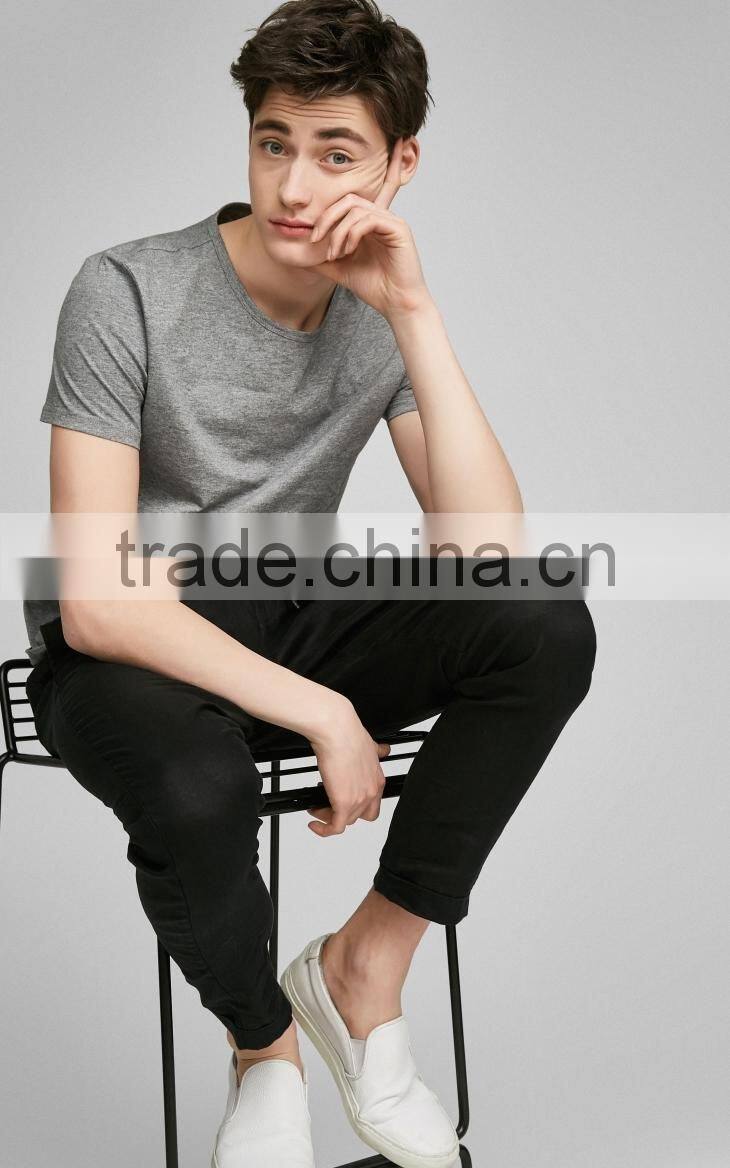 100% cotton plain round neck slim fit tee shirt man t-shirt