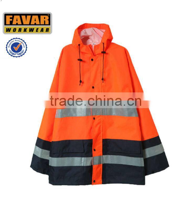 men's waterproof refective tapes high visibilit hoody raincoat