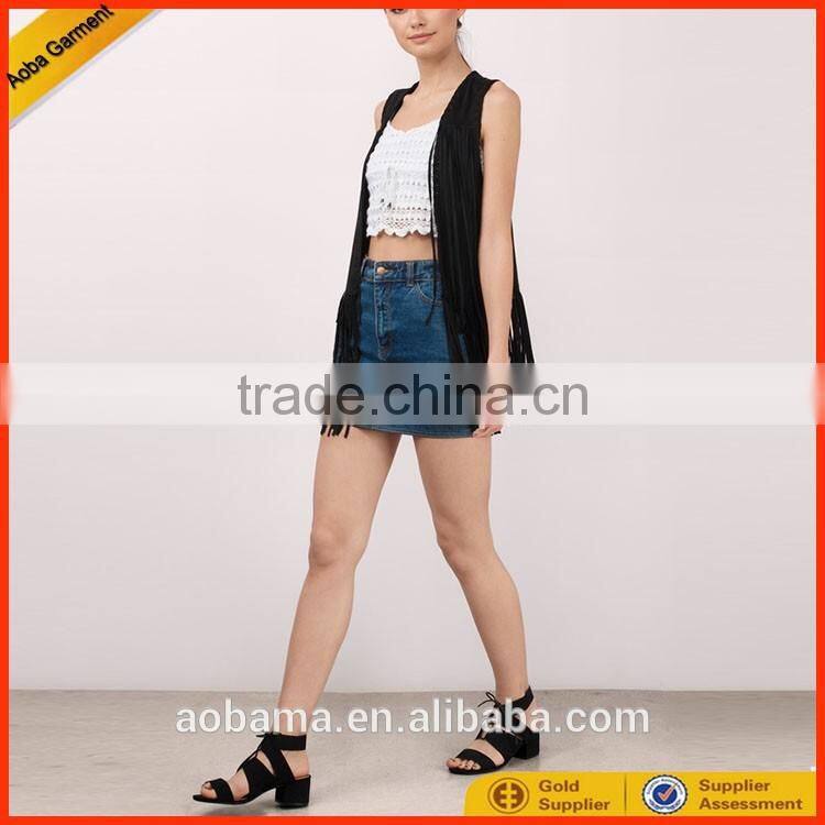 china factory cheap women winter style Suede Tassels jacket