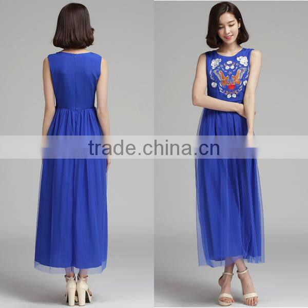 new fashioned embroidery long ladies dress 2014