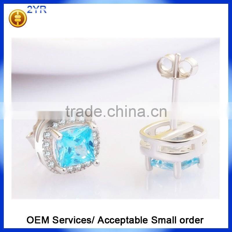 Factory Top Sale 925 sterling silver AAA zircon earrings with stud