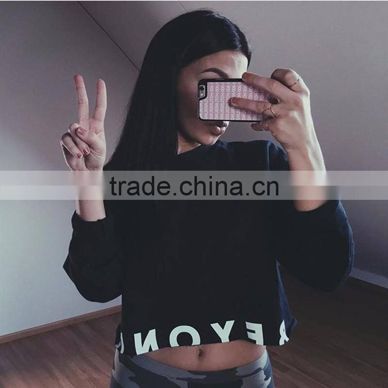 2016 best sell new fashion custom crop top lady hoodies