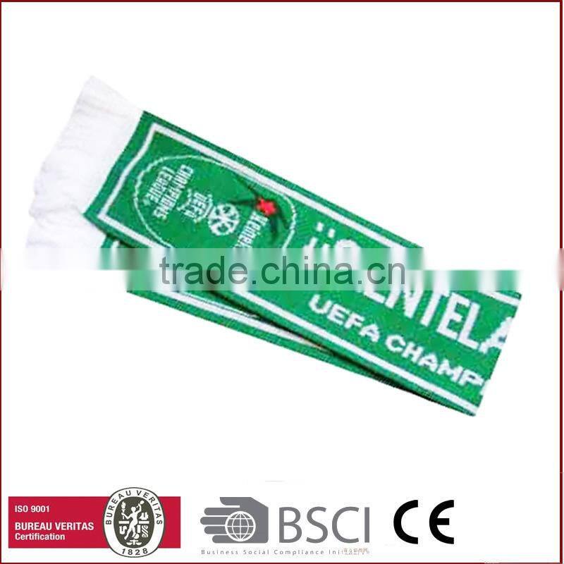 Customized small MOQ arcylic scarf/football scarf/sport scarf