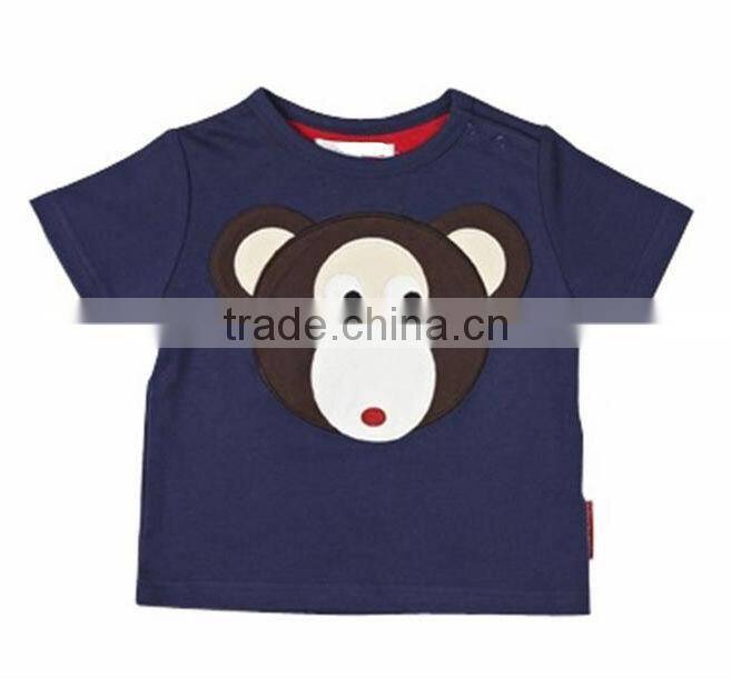 Chinese factory high class kids boy Cheeky Michael Monkey applique cotton t-shirts for baby tops