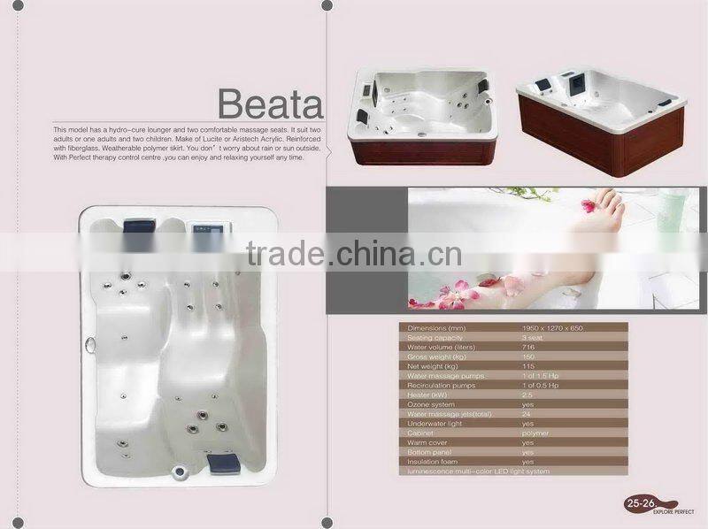Fashion whirlpool massage outdoor hot tub spa