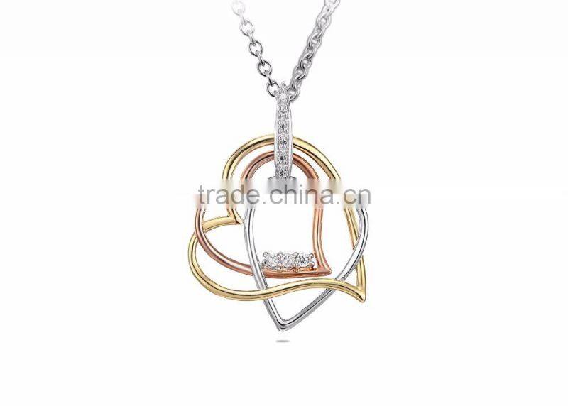 Fashionable Tri Color CZ Studded Pendant
