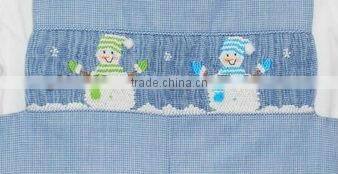 Baby Boys Blue Gingham Smocked The Snow Longall & shirt