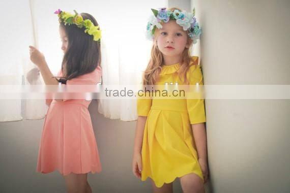 Three-quarter Sleeve Lotus Leaf Collar Skirt Frock Design Mother Daughter Matching Dress