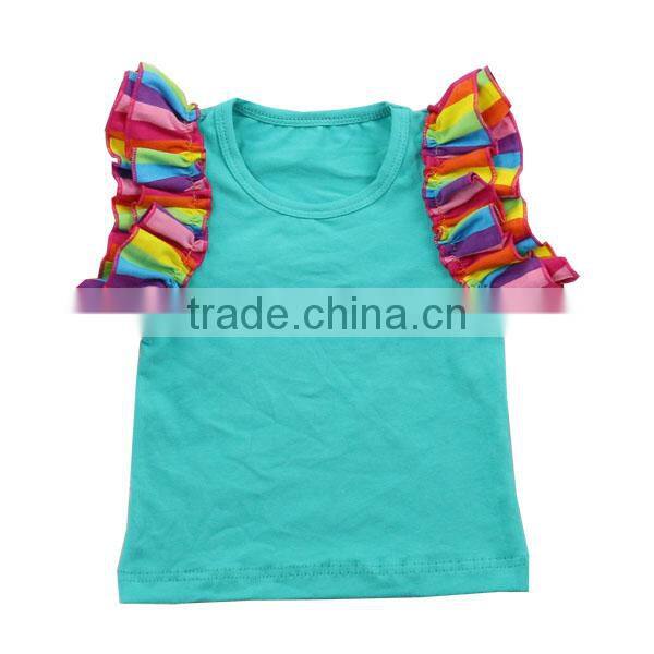 2017 girl boutique clothing t shirt baby flutter sleeves shirt girls ruffle shirt