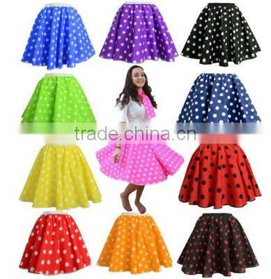 Polka Dot Skirt Ladies Girls Fancy Dress 50's Rock n Roll dress costume