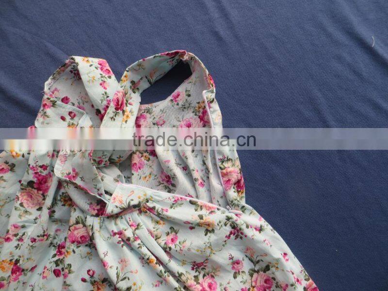 XF-169 Toddler Sleeveless cross strap dresses baby girls frock design summer floral remake clothing