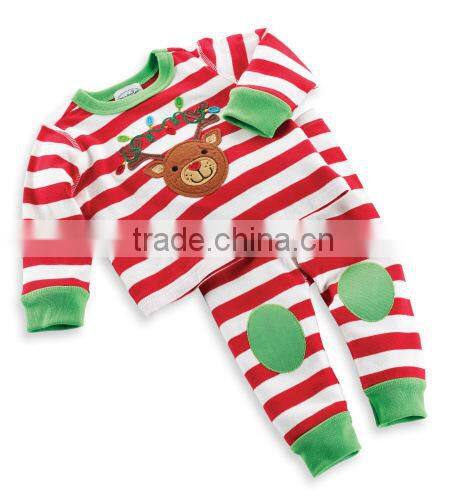 Wholesale Woolen Striped Christmas Children Pajamas