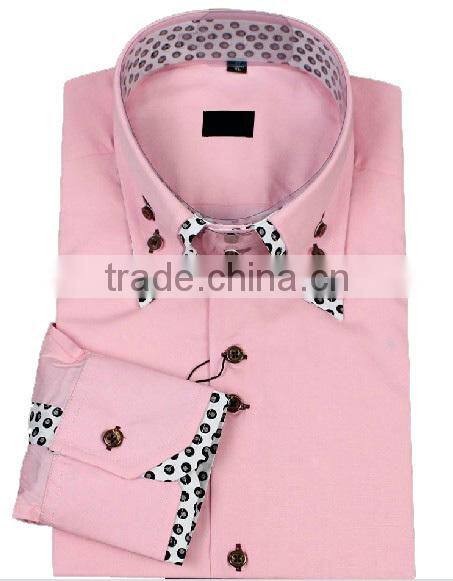 new 100% cotton men's contrast collar double collar contrast cuffs long sleeve dress shirt